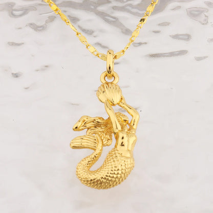 Mermaid Pendant Necklace For Women Men Charm Keychain Copper Pendant America France Jewelry Accessories For Party Jewelry Making