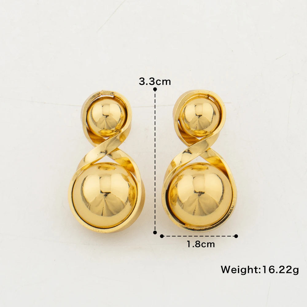 Gold Plated Beads Drop Earrings for Women Lightweight Smooth Charm Earrings Trendy Lucky Jewelry Accessories Christmas Present