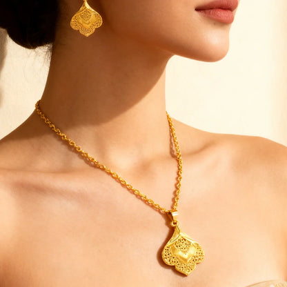 fashion gold jewelry set stainless steel earrings necklaces for women simple Personality gift wedding party Accessories