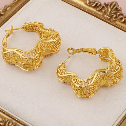 Elegant Stainless Steel Earrings For Women Gold Color Bohe Style Hollow Earrings Nigerian France Jewelry For Party Wedding Gifts
