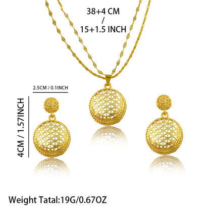 24k gold color dubai luxury jewelry set for Women Necklace Earrings Set Party Accessories Dubai India Africa Gift