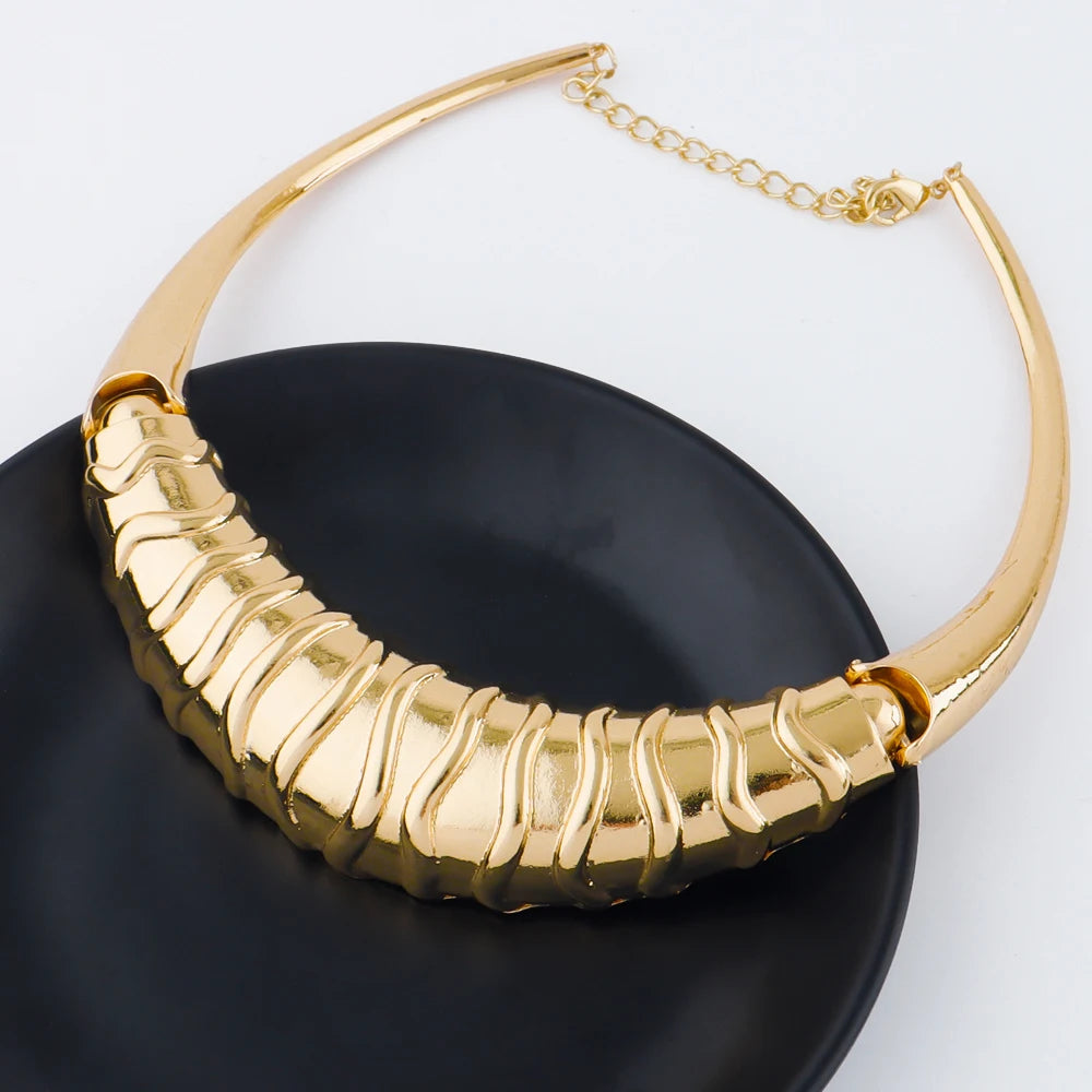 gold plated earrings and necklace bracelet Rings set women Italian vintage wedding party Jewelry Gift set