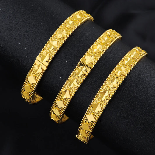 Fashion 18K Gold Plated Flower Bangle for Women Middle East Wedding Accessory Bridal bangles for women free shipping
