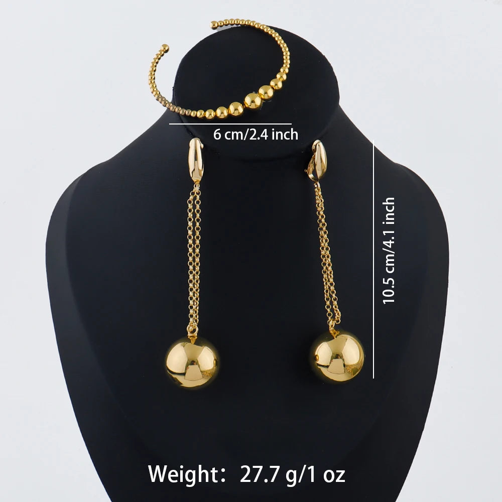 fashion gold plated jewelry accessories female simple stainless steel bead earrings bracelet rings jewelry Elegant Gifts