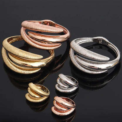 Nigerian Bangle & Ring Set, Colorful Ethiopian Jewelry Gift for Easter, Daily Chic Accessory for Women