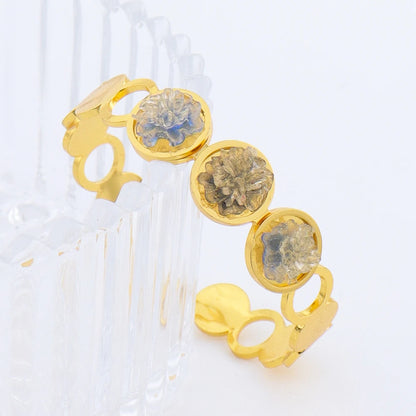 New Stylish Round Cuff Bangle Gold Plated Cubic Zirconia Floral design Charm Bracelet Party Women Men Gifts Jewelry