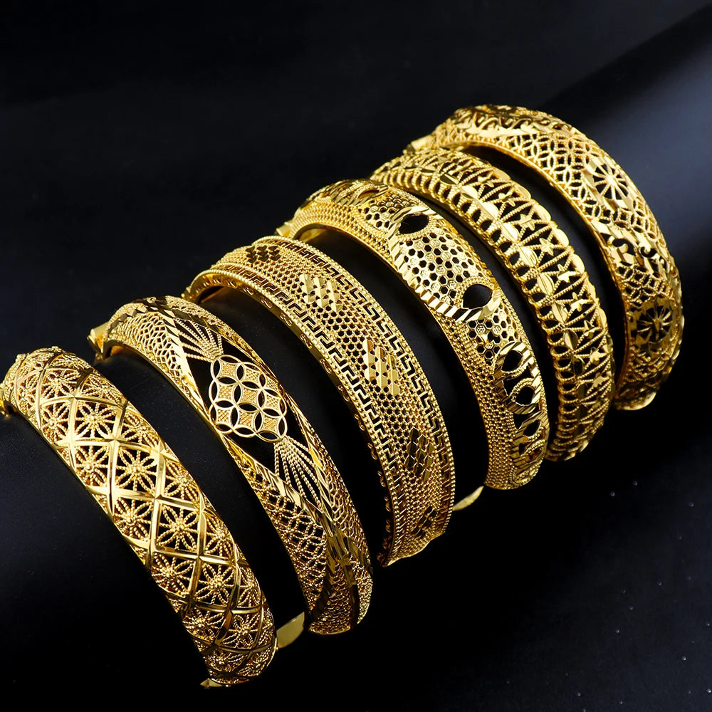 Women Charm Bracelet 24K Gold Plated Bangles for Women Middle East Wedding Accessory Bridal Bracelets Jewelry
