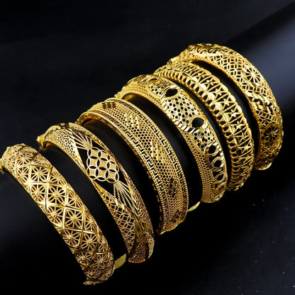 Women Charm Bracelet 24K Gold Plated Bangles for Women Middle East Wedding Accessory Bridal Bracelets Jewelry