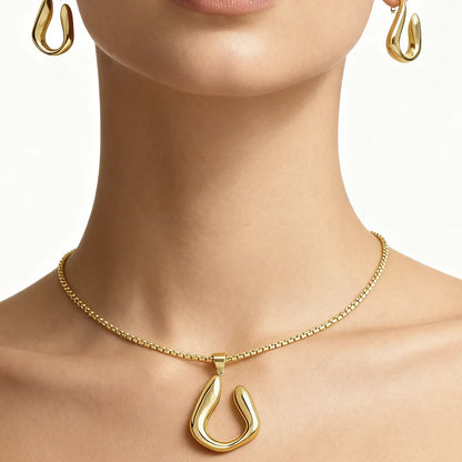 Waterproof 316l Stainless Steel Geometric Pendants earrings necklace for 18K Gold Plated Minimalist Fashion Unisex Jewelry