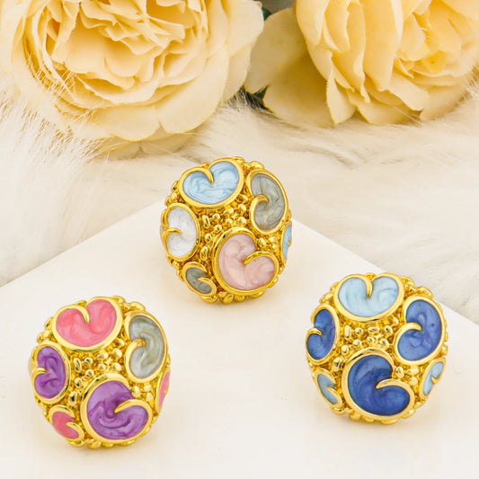 18K Gold Colorful Heart Ring for Women, Luxurious Trendy Jewelry Gift for Party & Women’s Day Mother’s Day, Jewellery Woman Pr