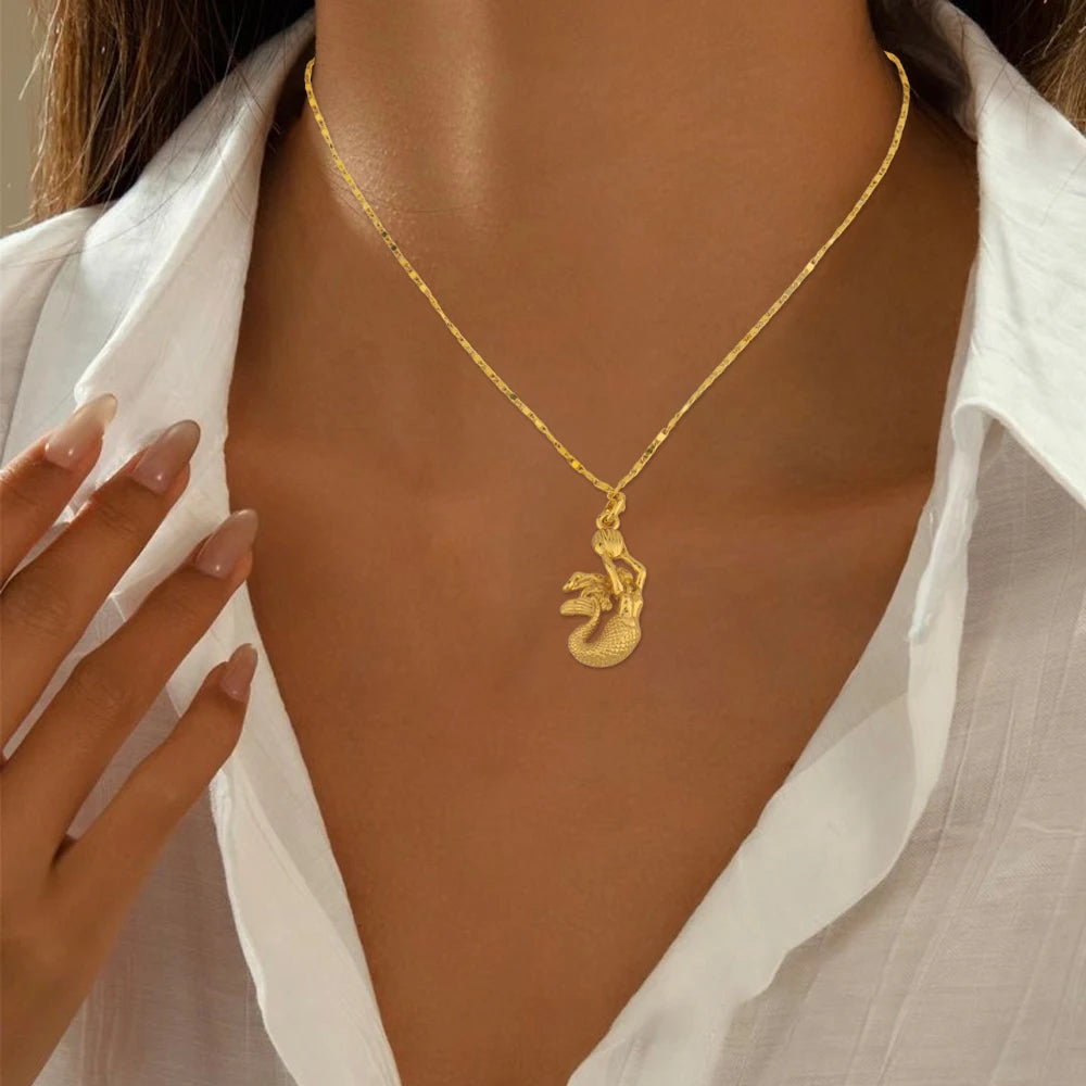 Mermaid Pendant Necklace For Women Men Charm Keychain Copper Pendant America France Jewelry Accessories For Party Jewelry Making