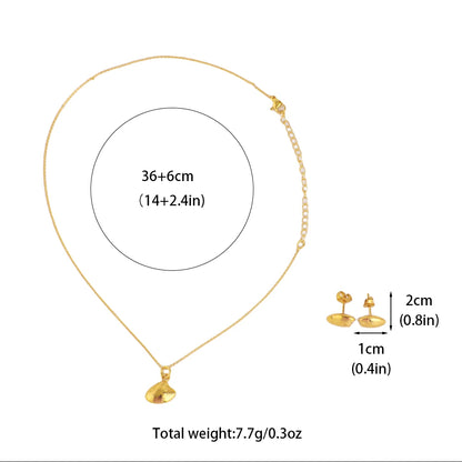 French Elegant Gold Plated Women Necklace Earrings Set for Girl Fashion Jewelry Accessories Gift for Wedding Party Banquet