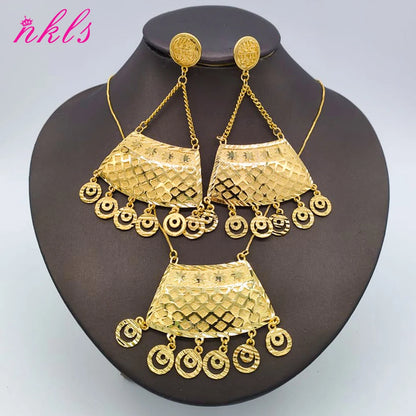 Plated New Design Jewelry Set: Drop Earrings & Bohemia Pendant Necklace for Women, Wedding Party Gift, Elegant Jeweller