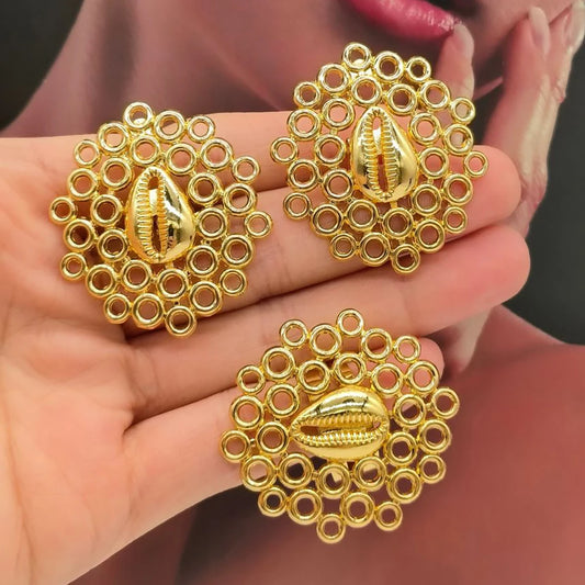 Luxury 2pcs jewelry set Women African 18k Gold Color earrings ring Set Dubai engagement jewelry set Wedding Gift set