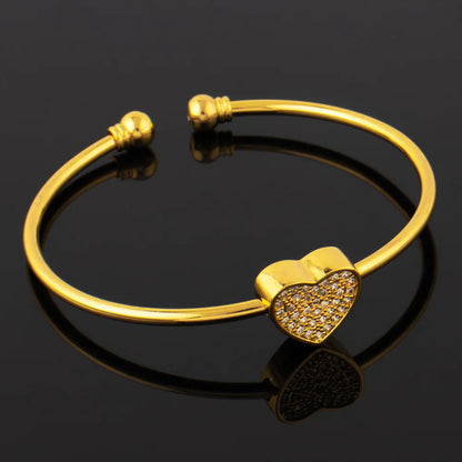 Hot New Fashion Adjustable Crystal Love With Heart-Shaped Bracelet Charm Bangles For Women's Daily Wear Jewelry Gifts