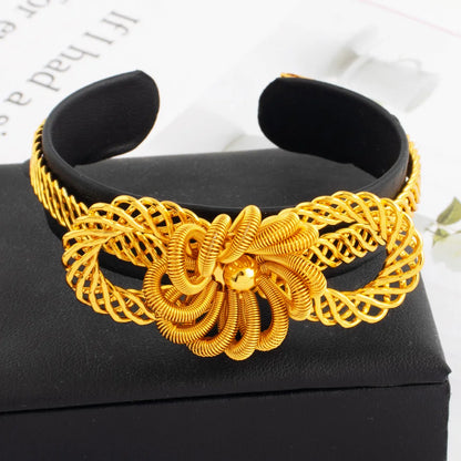 Nigeria Women Luxury  Adjustable Bracelet Dubai Fashion Flower Bangle Weaving Bangle Jewelry Gift For Party Mother's Day Wedding