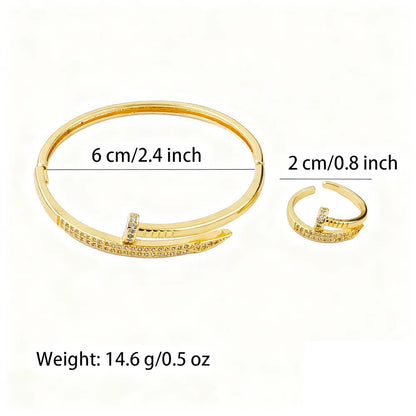 luxury jewelry accessories shine crystal design cocktail bracelet bangle ring bride weddings High Temperament  jewelry sets