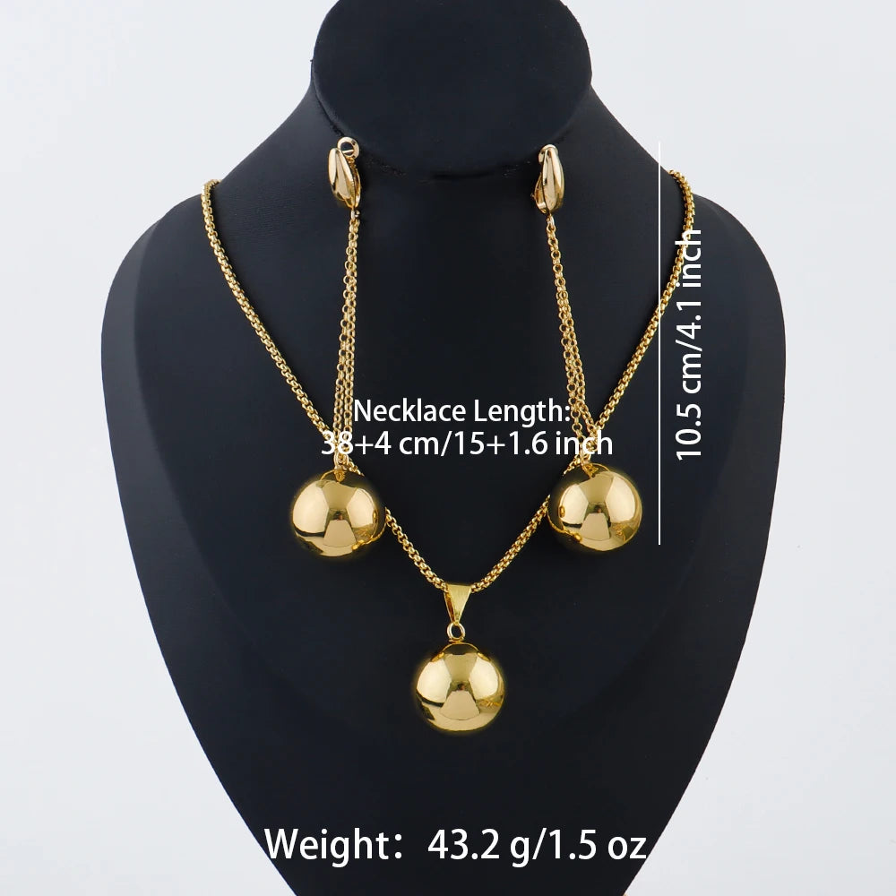 fashion gold plated jewelry accessories female simple stainless steel bead earrings bracelet rings jewelry Elegant Gifts