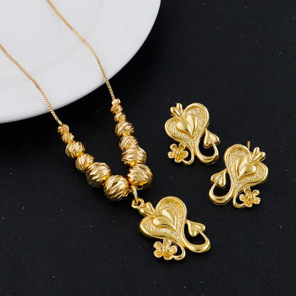 Geometric Earring Set Love Necklace Women Luxury Design Gold Plated Jewelry Set Fashion Dubai Jewelry Vintage Accessories Party