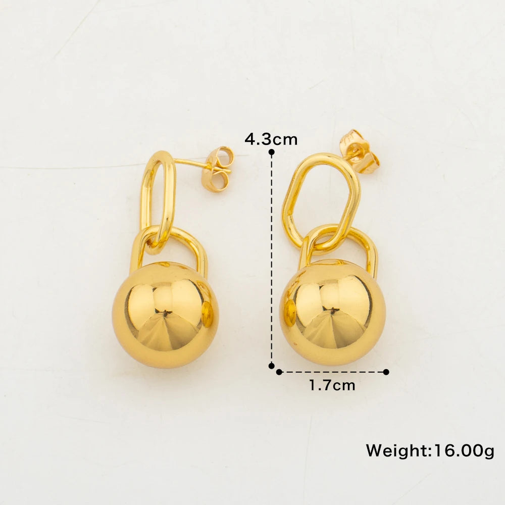 Fashion Ball Drop Earrings Minister Gold Color Dangling Ear Stud Trendy Party Jewelry Hiphop Thick Bead Earrings for Women
