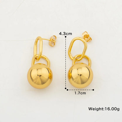 Fashion Ball Drop Earrings Minister Gold Color Dangling Ear Stud Trendy Party Jewelry Hiphop Thick Bead Earrings for Women