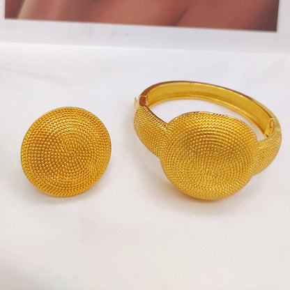 Luxury Round Big Bangles for Women 18k Gold Color Charm Bracelet Ring Wedding Bridal Jewelry Accessories Wedding Gift Wholesales