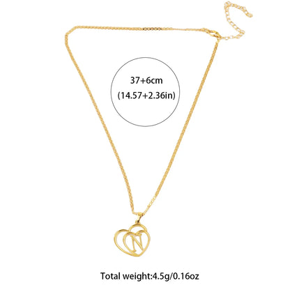 18K Gold Tone Ethiopia Heart Letter Necklace, Stainless Steel Personalized Jewelry for Women, Party Easter Gift, Necklace Woman