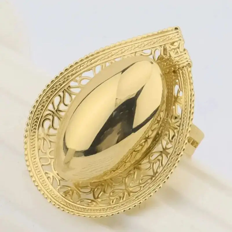 24K Gold-Plated Hollow Earrings Necklace Ring Bangle Jewelry Sets for Women, Unique Party Valentine Gift, Chic Jewellery Woman