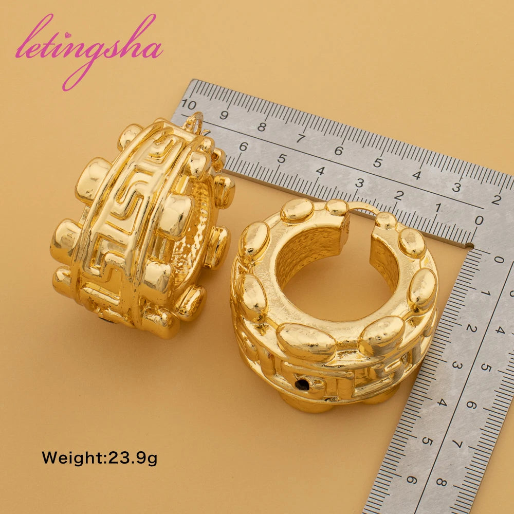 18K Gold Plated Hoop Earrings for Women Fashion Copper Geometric Large Earrings Party Wedding Jewelry Wholesale