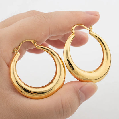 Classic Fashion Earrings Geometric Circle Gold Color Chunky Hoop Earrings for Women Daily Personality Luxury Jewelry Accessories