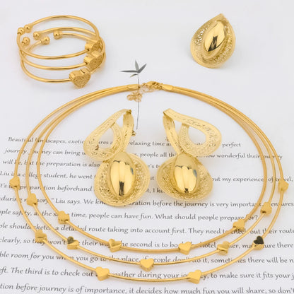 2025 African Love Necklace & jewellery woman Set—Heart Bracelet Ring Earrings for Wedding Party jewelry women set