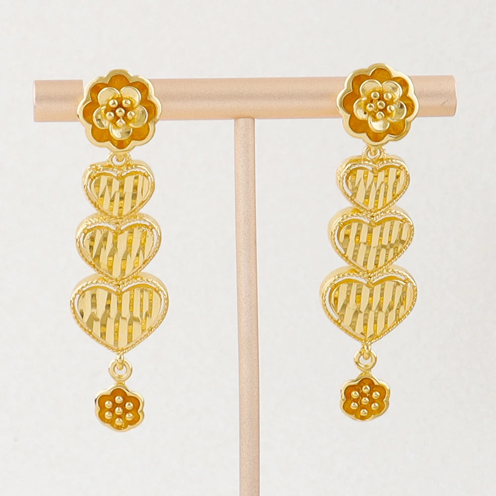 India Dubai Gold Fashion Jewelry Set Women Bridal Necklace Earring Set Nigeria Necklace Love Necklace Wedding Banquet Accessorie