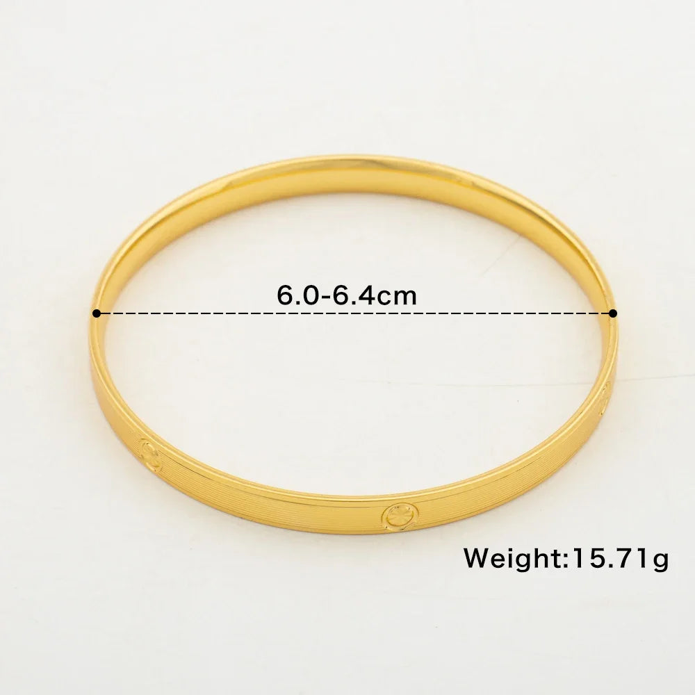 3pcs/lot Bangle Set Elegant Weddings Hand Bracelet African 18k Gold Color Bangles for Women Dubai Copper Closed Bracelet Gifts