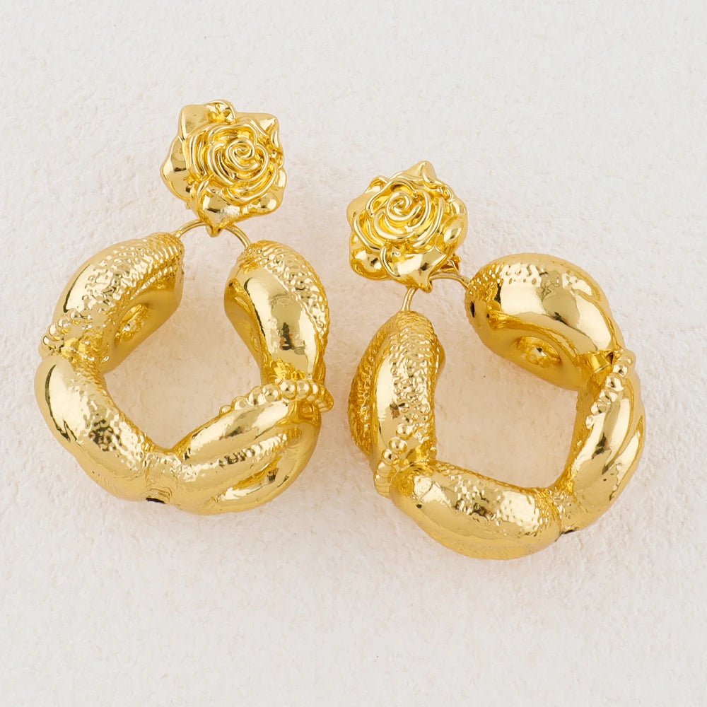 Dubai Luxury 18K Gold Plated Earrings African Hoop Earrings For Women Jewelry Sets Indian Nigerian Wedding Jewellery Party Gifts