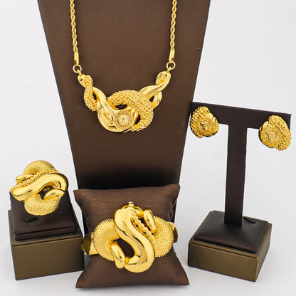 NKLS Women's  Color Snake Pattern Jewelry Set with Necklace Earrings Ring Bangle - Party Accessory Gift for Ladies