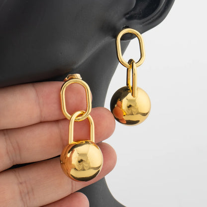 Gold Plated Beads Drop Earrings for Women Lightweight Smooth Charm Earrings Trendy Lucky Jewelry Accessories Christmas Present