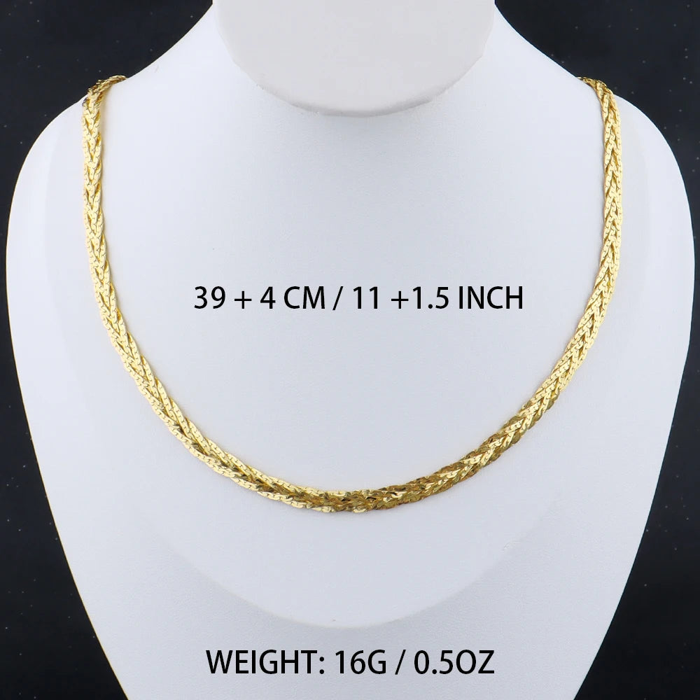 Stainless Steel Flat Necklace Gold Color Waterproof Golden Plated Snake Chains Necklaces No Fade Jewelry Accessories Gift