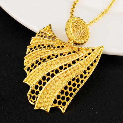 CNigerian Jewelery Set 24K Golden Plated Jewelry African Women's Banquet Wedding Necklace Set Ethiopian Jewelry Wholesale
