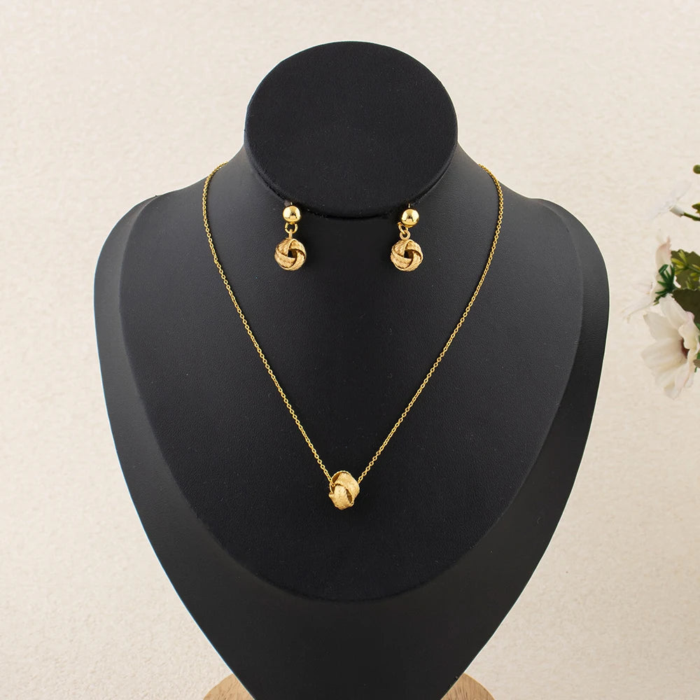 Dubai Heart Pendant Necklace and Earrings 2-Piece Set for Women Wholesale Wedding and Mother's Day Gifts