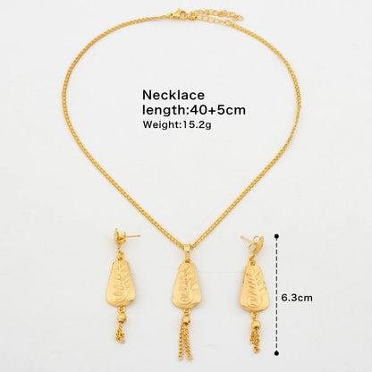 Dubai Earrings and Necklace Jewelry Set for African 18k Gold Color Drop Earrings with Pendant Necklace Jewelry Accessories Gifts