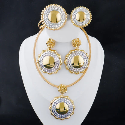 Dubai Luxury Jewelry Sets Women Gold Color Necklaces Bracelets Earrings and Rings Party Favors Indian Jewelry