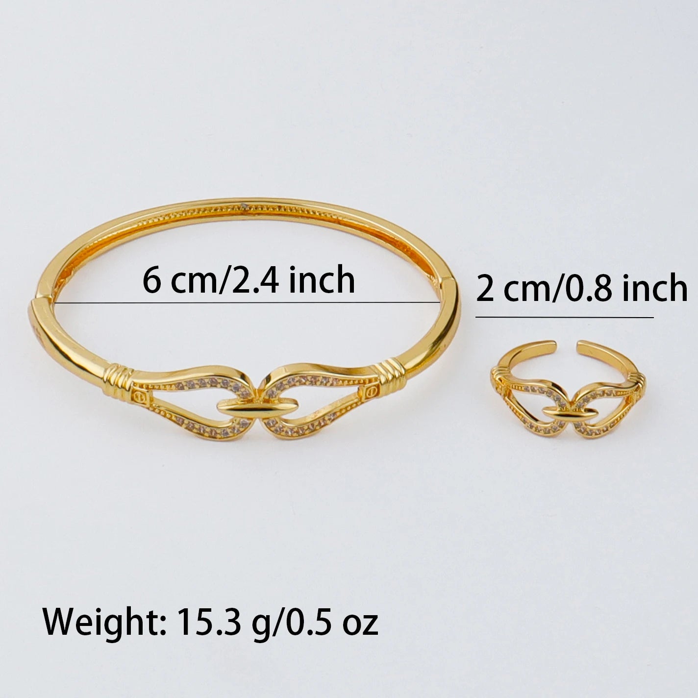 Handmade Golden Zircon Flower Bracelet with Sparkling Crystal Openwork Design Jewelry Set for Women Elegant Bangle Earring Acces