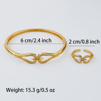 18K Gold-Plated Dubai Leopard Bracelet & Adjustable Ring, Copper Luxury Jewelry Gift for Women, Elegant Christmas Party Accessor