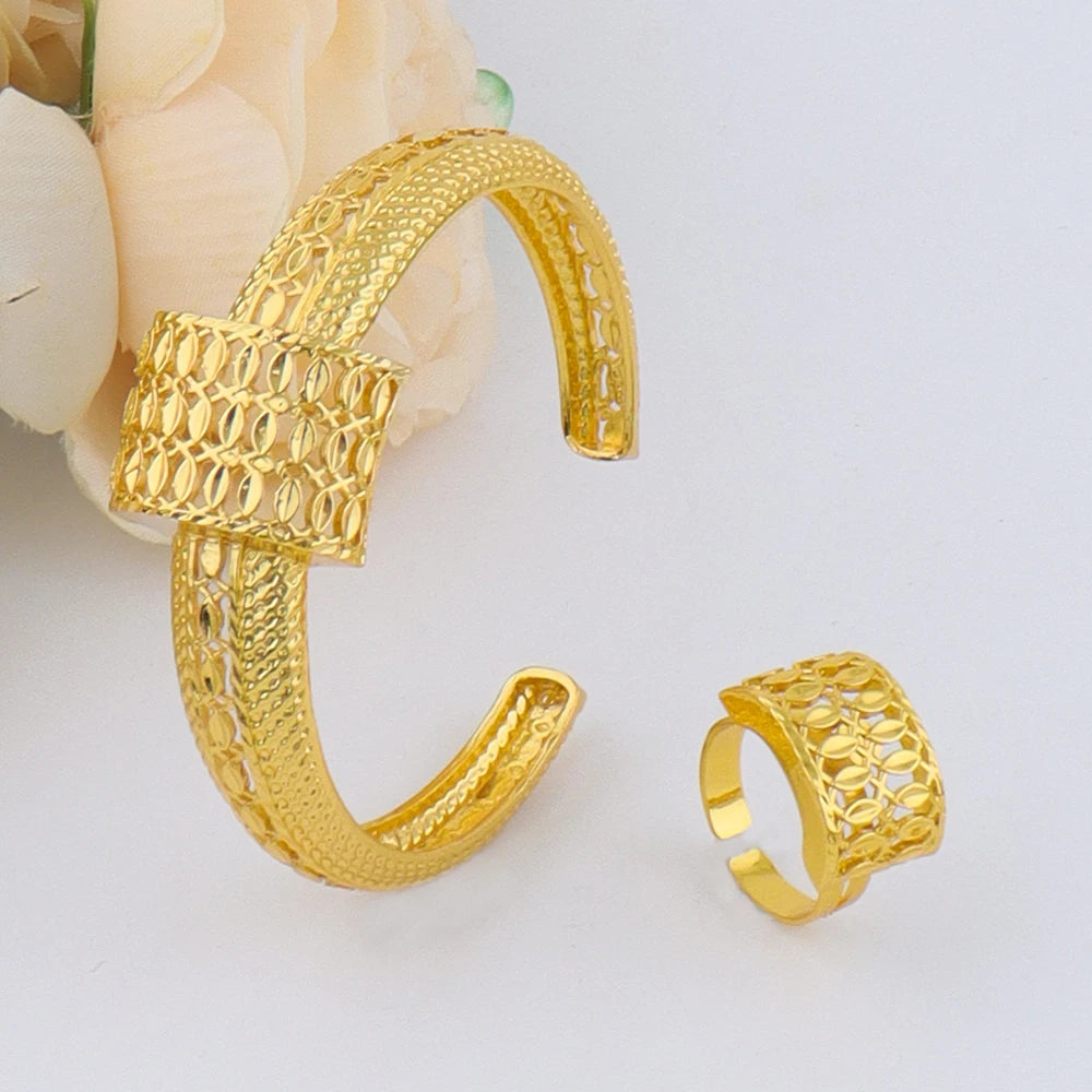 New Dubai African Jewelry Set Luxury 24K Gold Color girls jewelry set for Women Waterproof Beach Party Jewelry Summer