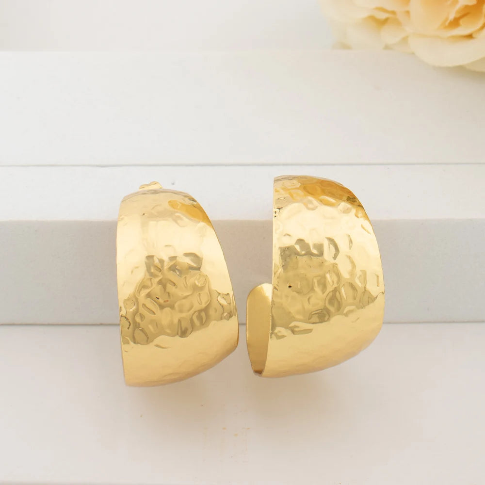Round Big Twist Hoop Earrings Trendy 18K Gold Plated Elegant Earrings for Women Fashion Jewelry Accessories Birthday Party Gift