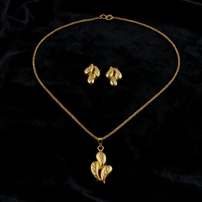 Gold Color Three-layers Water Drop Teardrops Pendants Necklace Earrings Set for Women  Wedding Banquet  Jewelry Accessories Gift