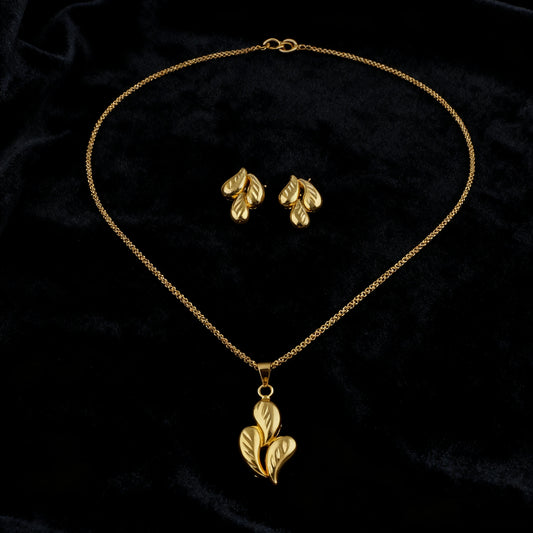 Gold Color Three-layers Water Drop Teardrops Pendants Necklace Earrings Set for Women  Wedding Banquet  Jewelry Accessories Gift