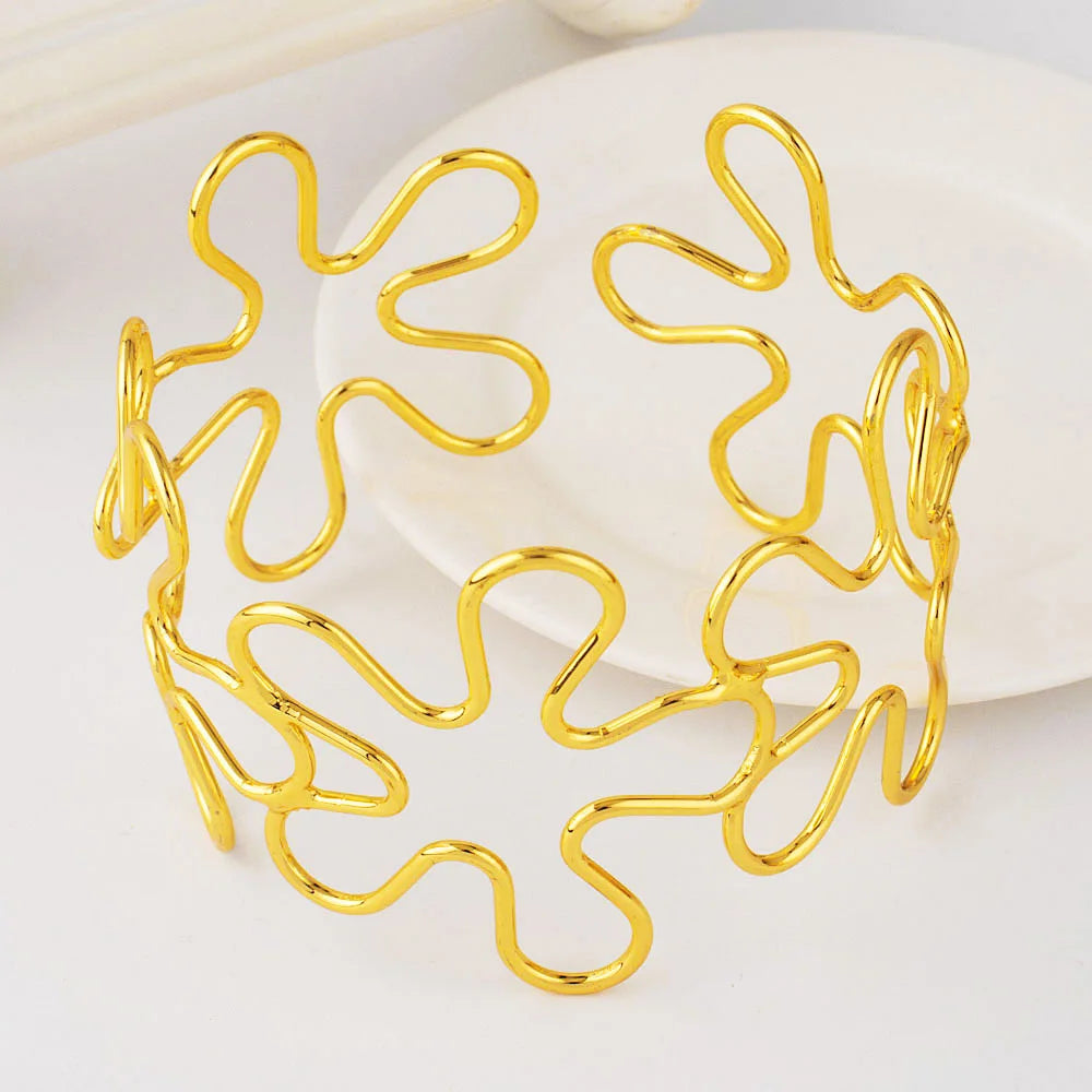 Butterfly Flower Open Armlet Jewelry Set, Greek Goddess Upper Arm Bangle Earrings for Nigerian Women, Simple Party Acce
