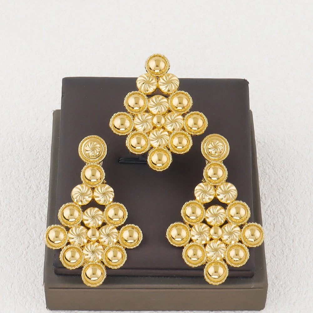 Ladies Luxury Jewelry Clip Earrings Ring 2 Piece Bohemian Earrings Jewelry Set African Bride Engagement Earrings Ring