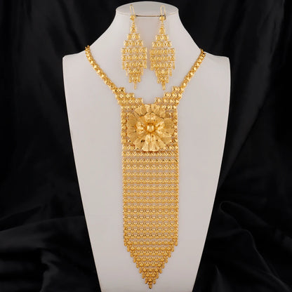 Dubai Necklace and Earrings Set Statement Design for Brides Wedding Attire Bridesmaids' Gifts, and Women's Jewelry Set